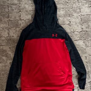 Under Armour Kid's Red and Black long sleeve Hooded T-shirt